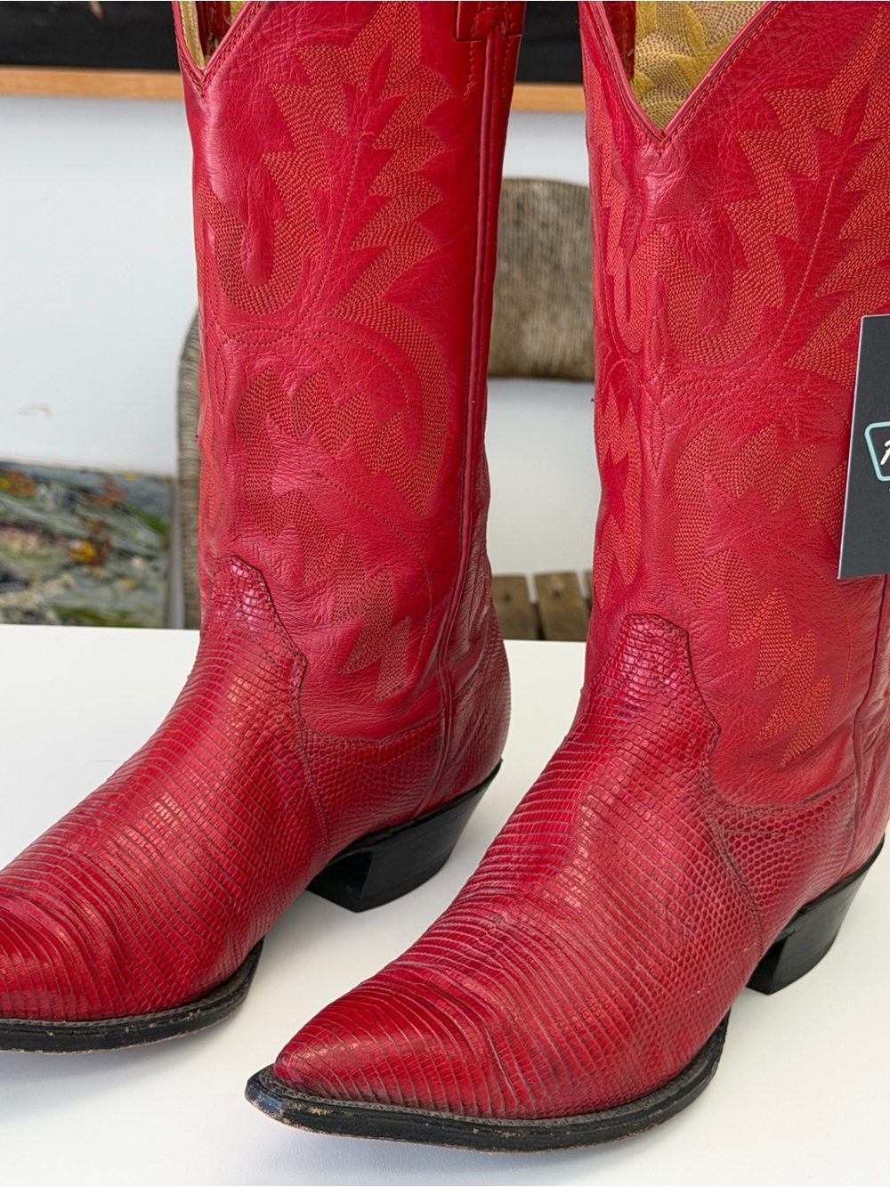 Panhandle Slim Vintage Red Leather Cowboy Boots Size 6.5 - Picture 2 of 8